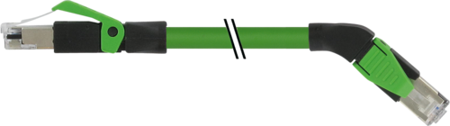 RJ45 male 0° / RJ45 male 45° right shielded