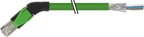 RJ45 male 45° left with cable shielded