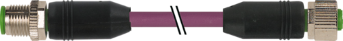M12 male 0° / M12 female 0° A-cod. shielded