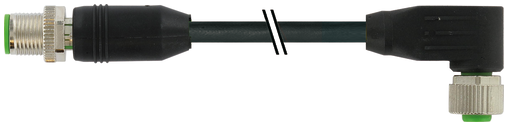 M12 male 0° / M12 female 90° A-cod. shielded