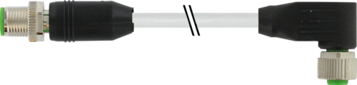M12 male 0° / M12 female 90° A-cod. shielded