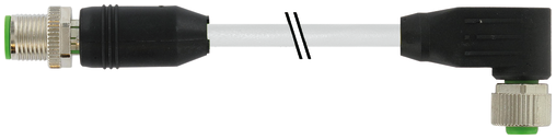 M12 male 0° / M12 female 90° A-cod. shielded
