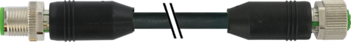 M12 male 0° / M12 female 0° A-cod. shielded