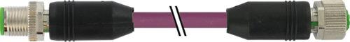 M12 male 0° / M12 female 0° B-cod. shielded