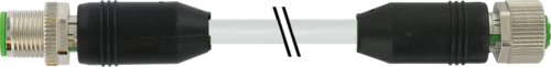 M12 male 0° / M12 female 0° B-cod. shielded