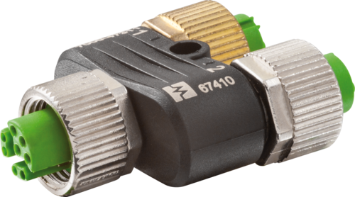 T-Coupler M12 female / 2x M12 female shielded