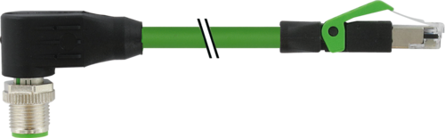 M12 male 90° D-cod. 180° / RJ45 0° shielded