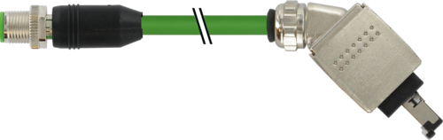 M12 male 0° D-cod/RJ45 Push Pull 45° shielded AIDA