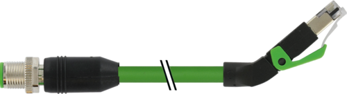 M12 male 0° D-cod. / RJ45 45° up shielded