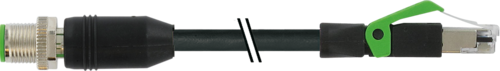 M12 male 0° / RJ45 male 0° D-cod. shielded