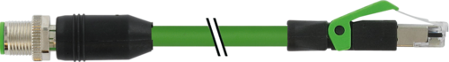 M12 male 0° / RJ45 male 0° D-cod. shielded V4A