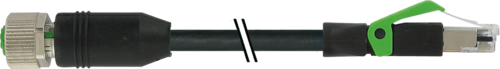 M12 female 0° D-cod. / RJ45 male 0° shielded