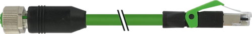 M12 female 0° D-cod. / RJ45 male 0° shielded