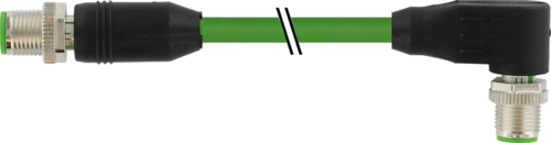 M12 male 0° / M12 male 90° X-cod. 180° shielded