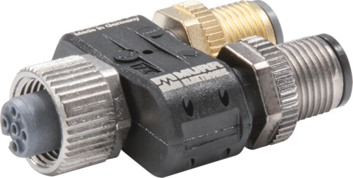 T-Coupler Slimline M12 female / 2x M12 male A-cod.