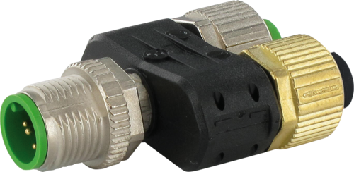 T-Coupler Slimline M12 male/ 2xM12 female shielded