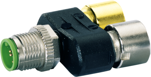 T Coupler Slimline M12 male / 2x M12 female A-cod.