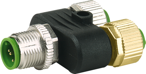 T-Coupler M12 male / 2x M12 female