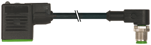 M12 male 90° A-cod. / MSUD valve plug BI-11mm