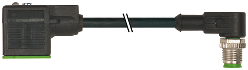M12 male 90° A-cod. / MSUD valve plug A-18mm