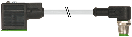 M12 male 90° A-cod. / MSUD valve plug A-18mm