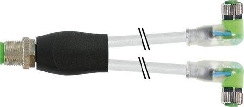 Y-Distributor M12 male / M8 female 90° A-cod. LED