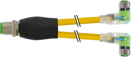 Y-Distributor M12 male / M8 female 90° A-cod. LED