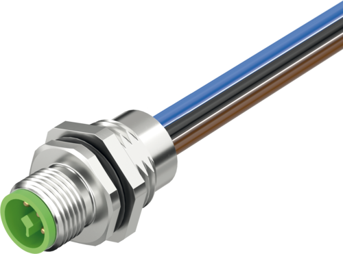 M12 Power male recept. T-cod. front incl. Nut