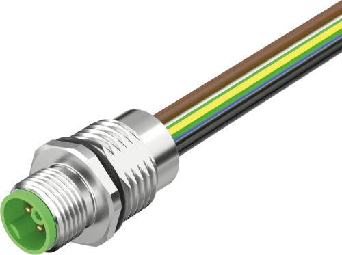 M12 Power male recept. K-cod. front