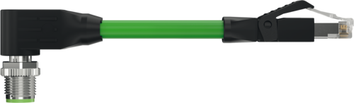 M12 male 90° X-cod. 135° / RJ45 male 0° shielded