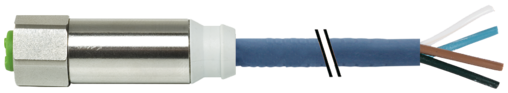 M12 Steel female 0° A-cod. with cable