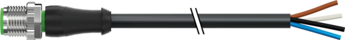 M12 male 0° A-cod. with cable