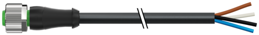 M12 female 0° A-cod. with cable