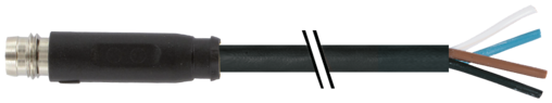 M8 male 0° A-cod. snap-in with cable