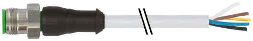 M12 male 0° A-cod. with cable V2A