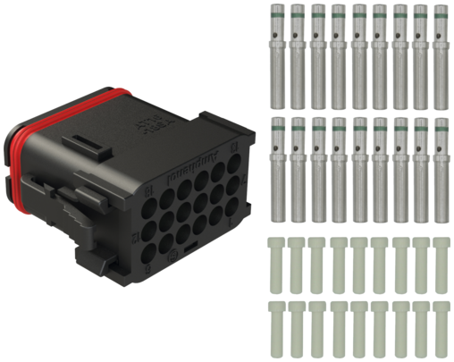 SET01 I/O-Connector 18-pol-A-GY, Size 16 red., inkl. pins/sealing plugs