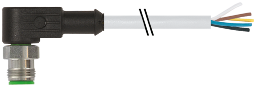 M12 male 90° A-cod. with cable V2A