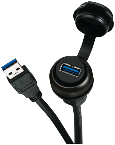 MSDD Einbaudose USB 3.0 BF A, 0.6 m Leitung, Design Schwarz im