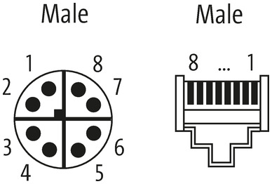 M12 St. 90° X-kod. / RJ45 St. 0° geschirmt im Murrelektronik 
